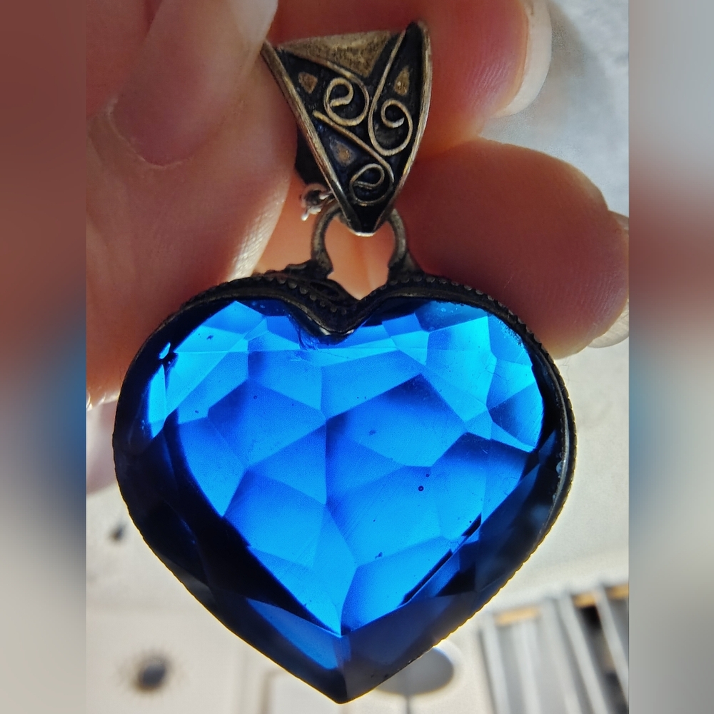 Simulated Blue Sapphire Heart Pendant